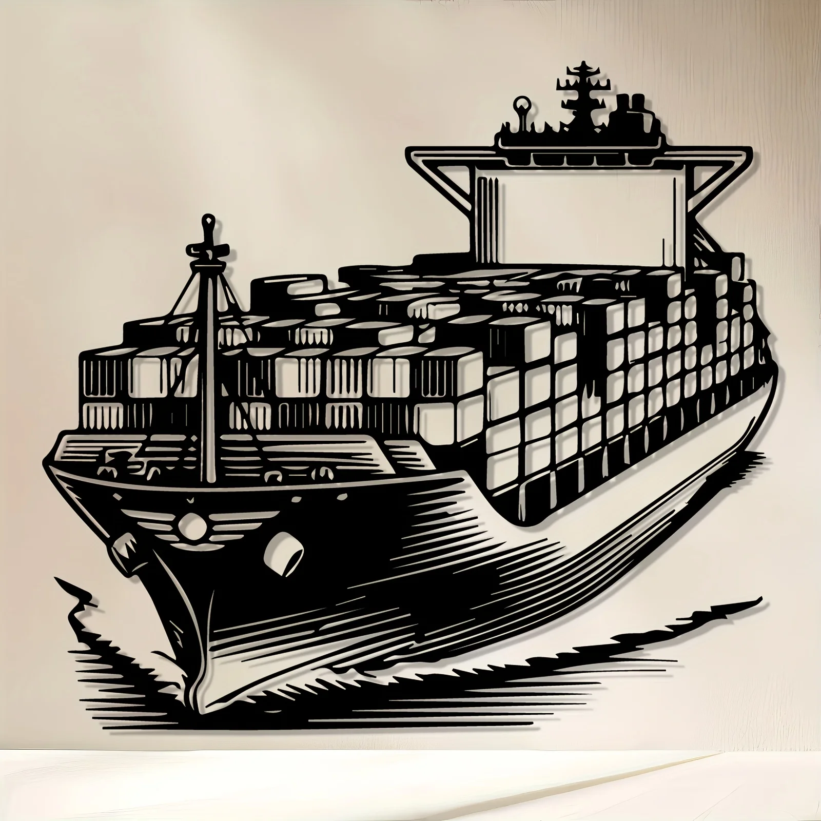 Brand Cargo Ship Metal Wall Art Rustproof Iron Statue Mural Decor Office Living Room Maritime Lovers
