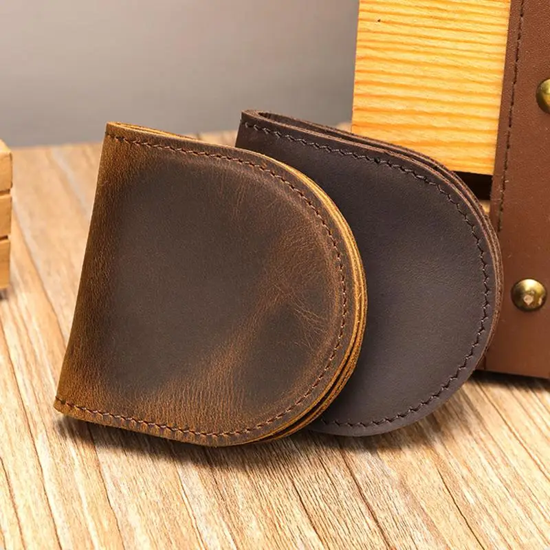 Women's Small Genuine Leather Coin Wallet Children Mini Purses Hasp Money Clip Clutch Hobo Bags Men Gift Pouch New Manual Craft