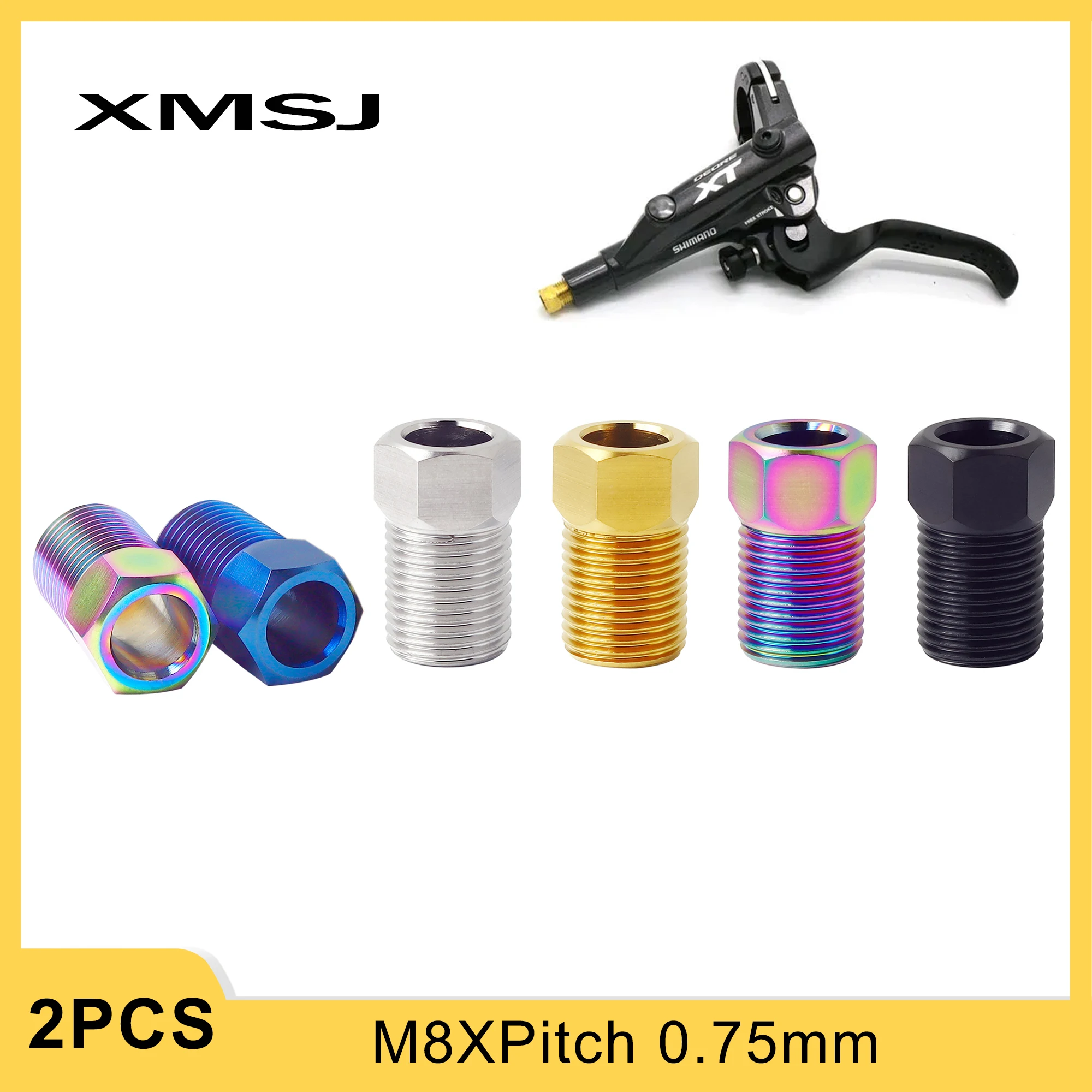 XMSJ M8 Bicycle Hydraulic Hose Titanium Bolt Disc Brake Oil Tube Connection Screw Brake Tubing Bolt  For-Shimano/A/VID/GUIDE