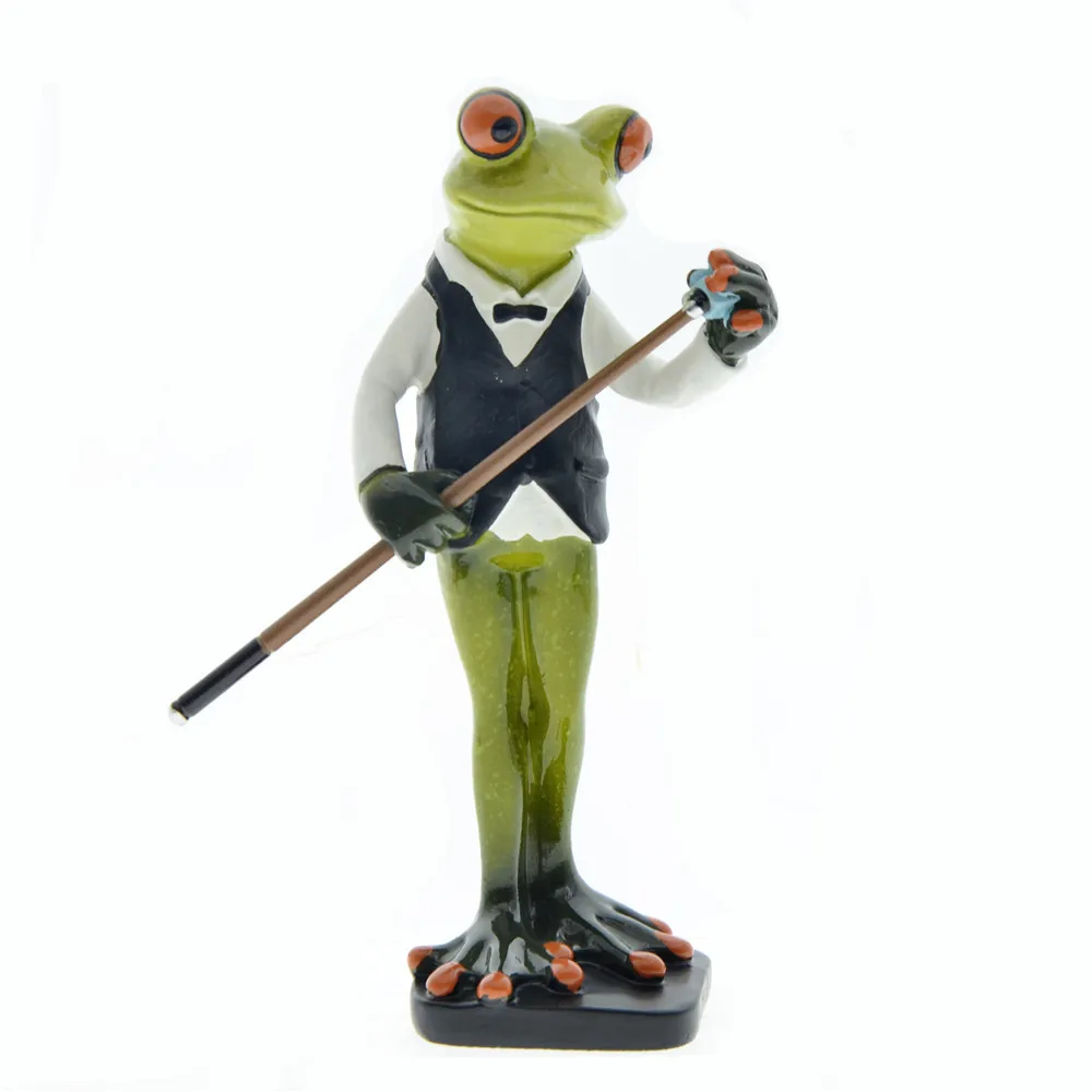 Resin Funny Long-legged Frog Figure Figurines Sail Captain Sculpture Snooker Player Statue Home Decor Crafts Personalized Gift
