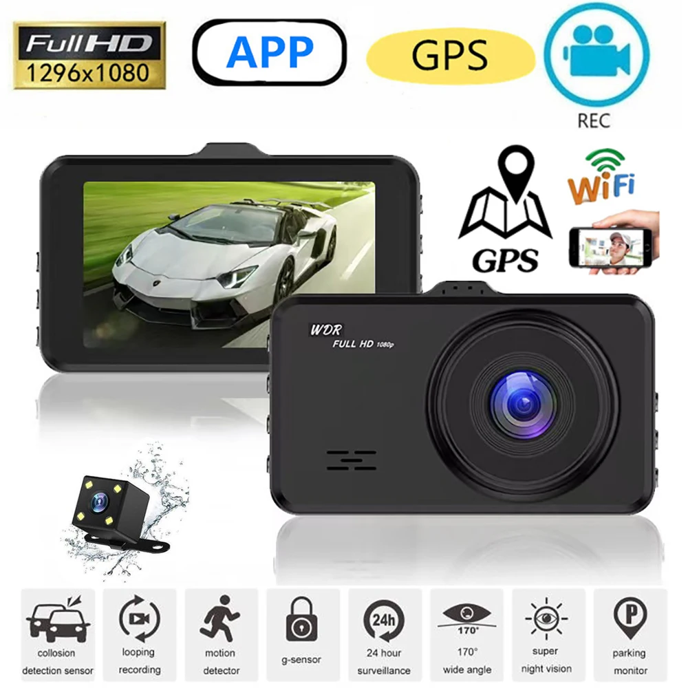 Car DVR WiFi Dash Cam Full HD 1080P Rear View Vehicle Camera Drive Video Recorder Night Vision Auto Dashcam GPS Car Accessories