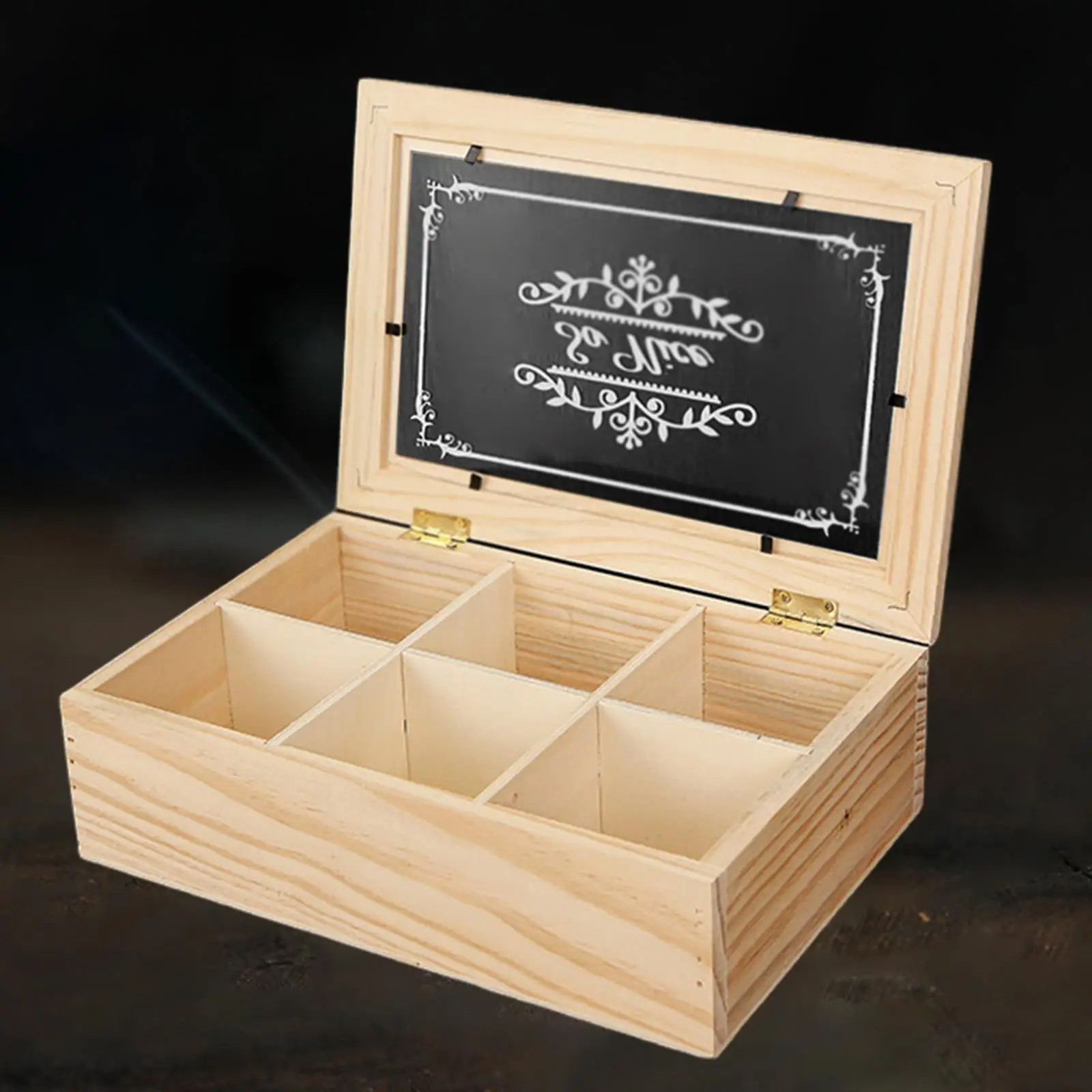 Wooden Tea Box Tea Storage Organizer Wooden Storage Chest 6 Grids Portable Tea Storage Box with Lid Tea Bag Holder for Home