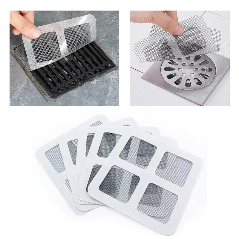 50pcs Disposable Hair Catcher for Shower Mesh Shower Drain Covers Floor Sink Strainer Filter Mesh Sticker Bathroom Accessories