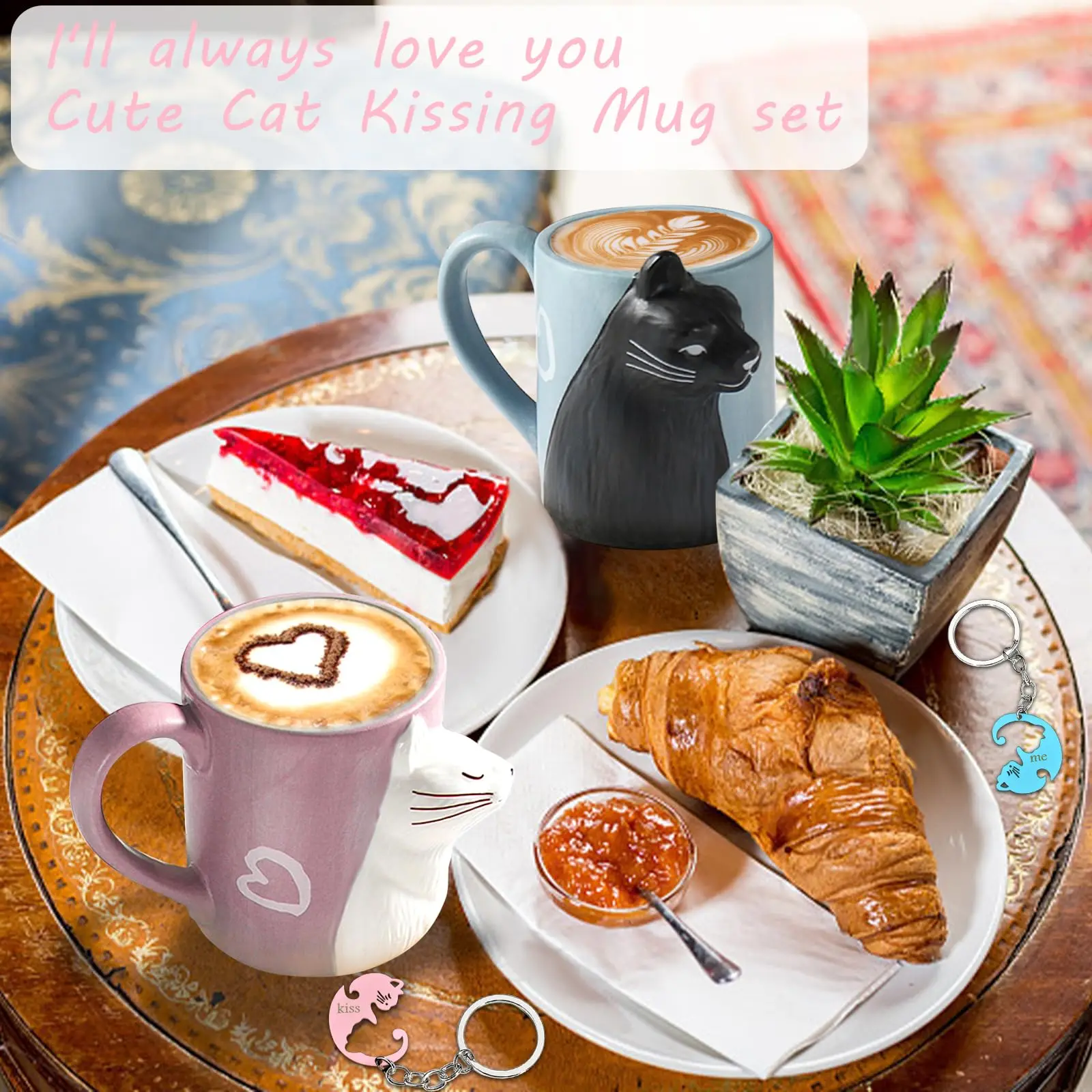 1pc Valentines Day Couple Gifts Cute Kissing Cat Mug Matching Couple Supplies Ceramic Coffee Mug Wedding Gifts Anniversary
