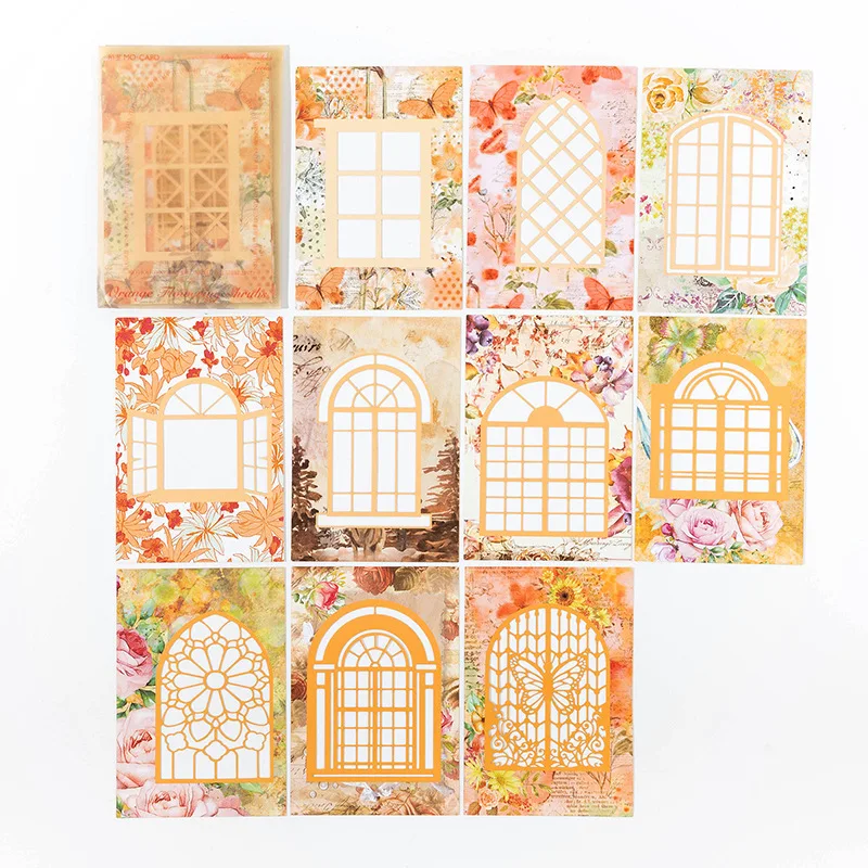 10pcs/lot Hollow Window Floral Decor Paper Cutout Flower Frame Scrapbook Paper DIY Journal Card Making Craft Supplies
