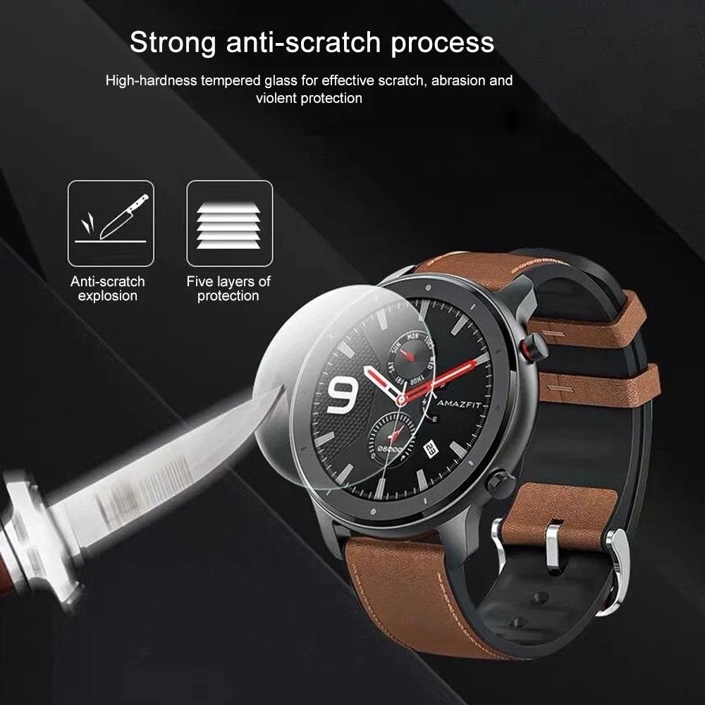 2 Pcs Tempered Glass Screen Protector Clear Film For Xiaomi Huami Amazfit GTR 47MM 42MM Smart Watch Wristbands Accessories