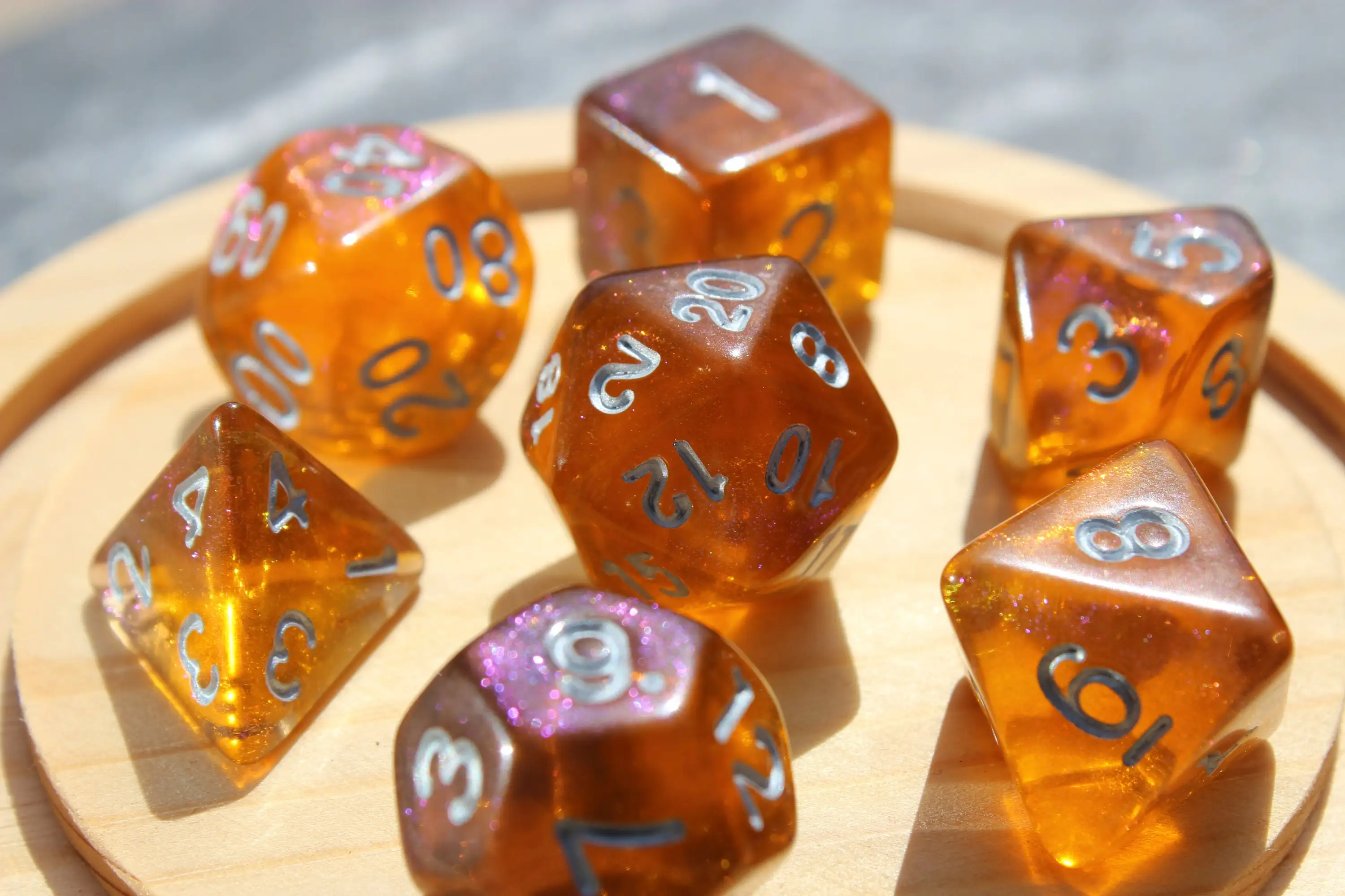 7Pcs/Set Yellow Galaxy Starry Sky Dice for DND Dungeons and Dragons Table Games D&D RPG Tabletop Roleplaying