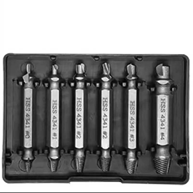 Set di strumenti per filo rotto con punta per cacciavite per rimozione denti scorrevoli per vite a doppia testa HSS da 6 pezzi