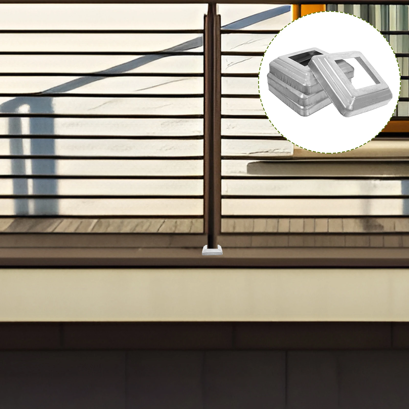 

4pcs Metal Fence Post Skirt Replacement Steel Column Wraps Decorative Post Trim For Balcony Deck Stairs Corridors Split Bottom