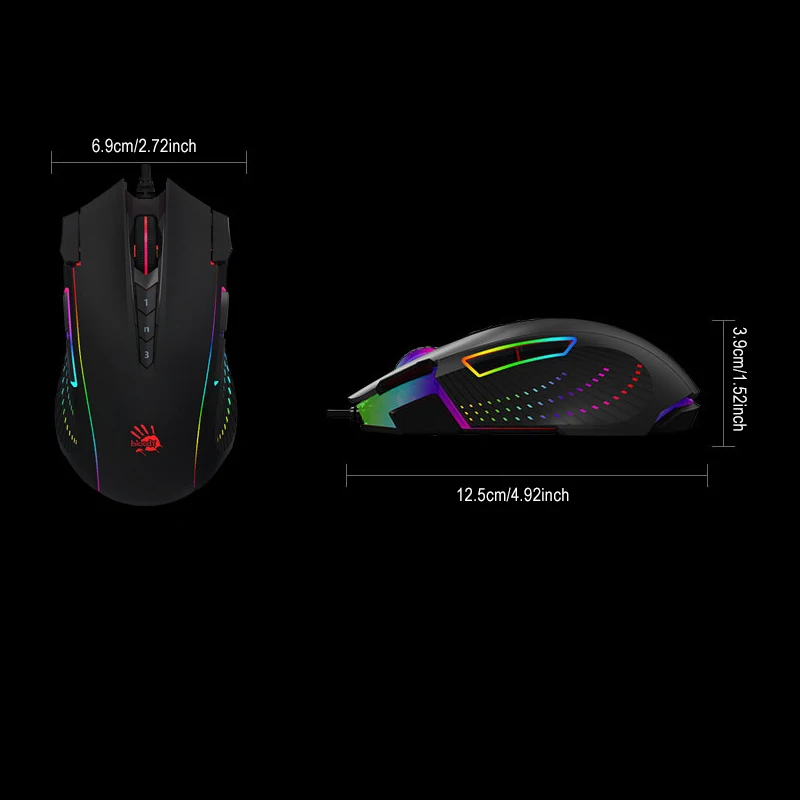 ماوس الألعاب Bloody J90s، محرك الألعاب BC3332-S، 8000 CPI، تسريع 25 جرام، حذاء معدني X'Glide Armor