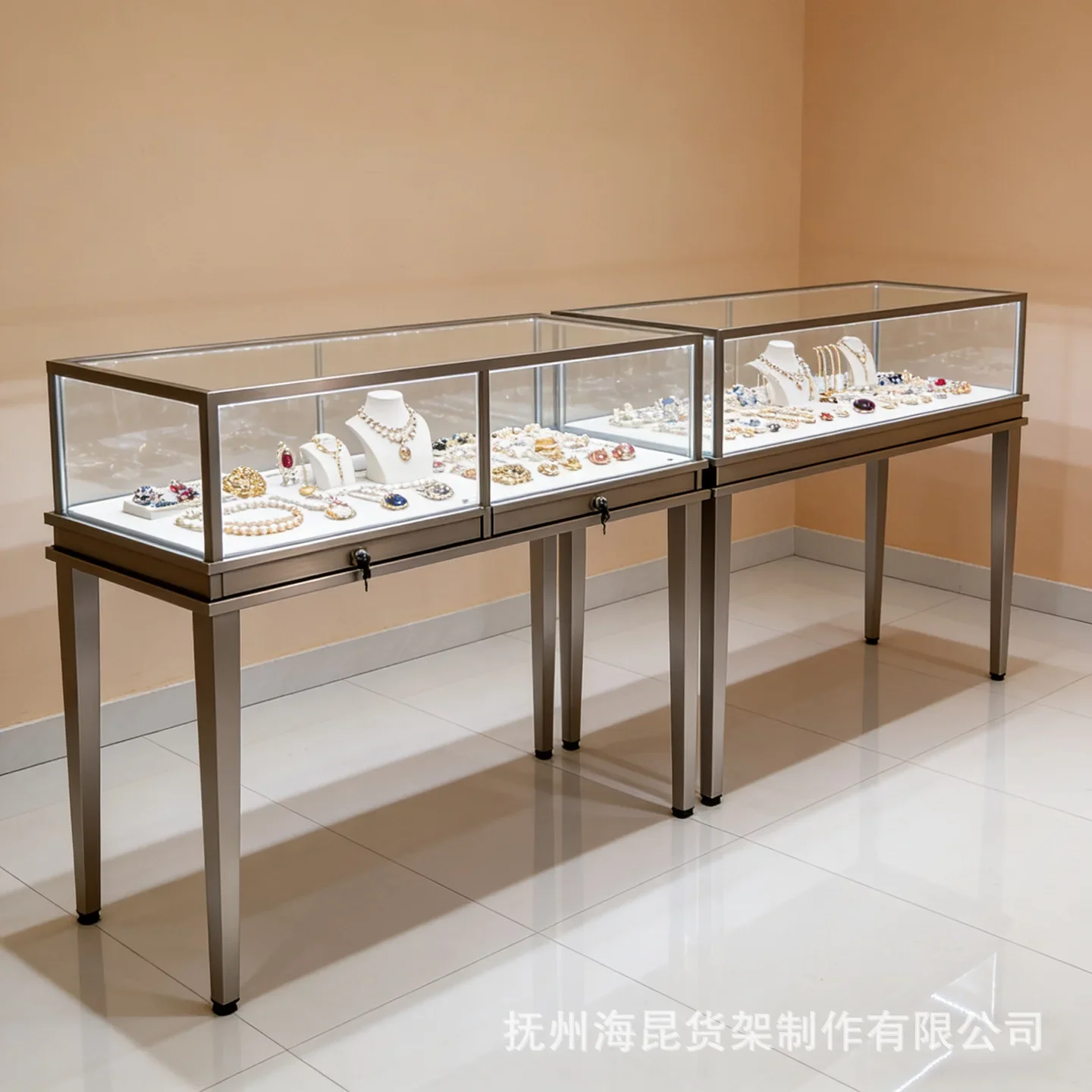 Stainless Steel Jewelry Cabinet Jade Gold Jade Watch Antique Display Cabinet Strength Factory Direct Commercial Glass Cabinet