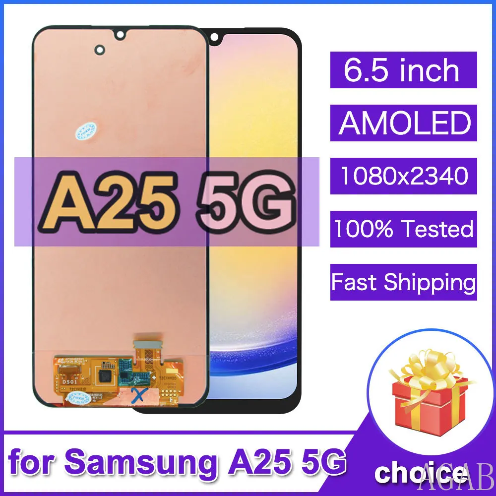 6.5”AMOLED LCD for Samsung A25 5G LCD Display Touch Screen Digitizer Replacement Part for Samsung A256 A256B A256U Phone LCD