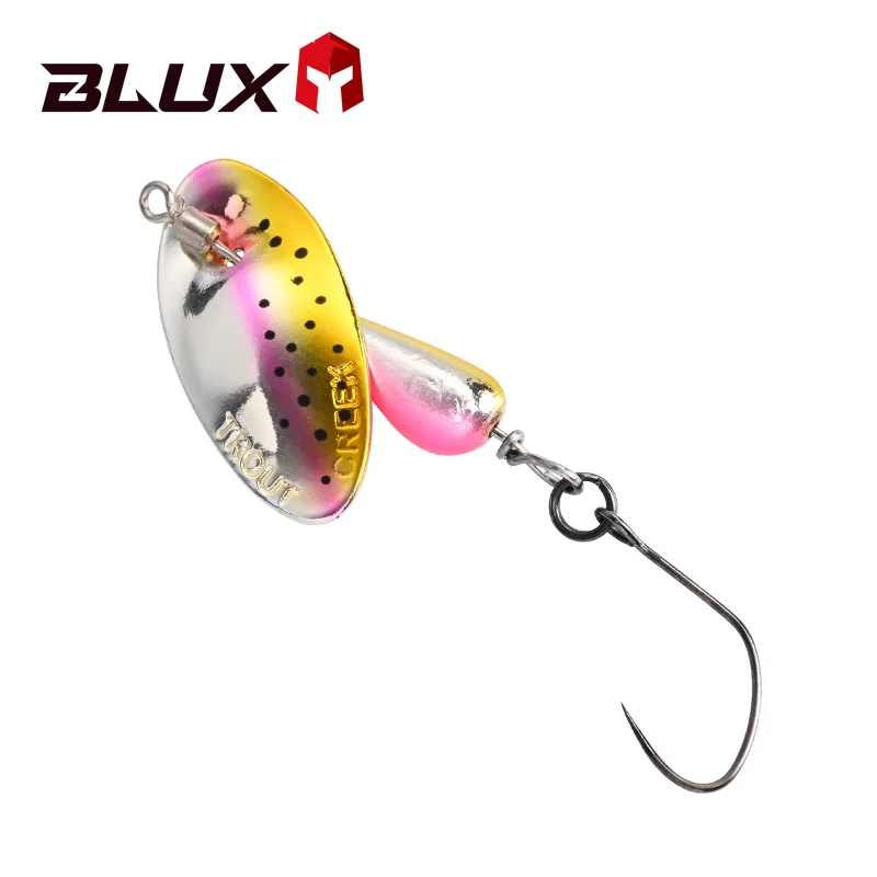 BLUX AR-S Rotating Spinner Metal Lure 2.1g/3.5g Single Hook Artificial Bait Copper Blade Spoon Stream Area Trout Fishing Lure