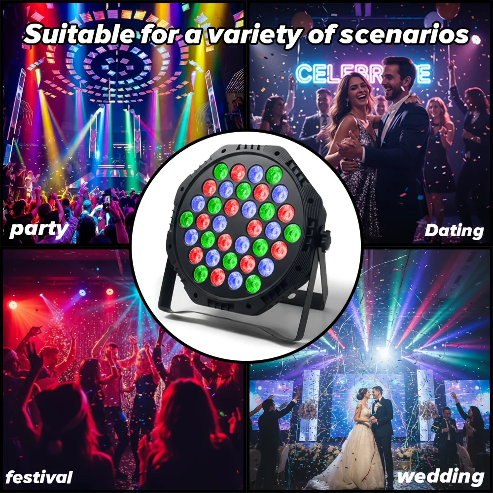 1-4PC RGB USB 36LED Par Stage Light With Remote DMX512 Effect Lighting,Ideal For Disco DJ Live Show Club Bar KTV Atmosphere Lamp