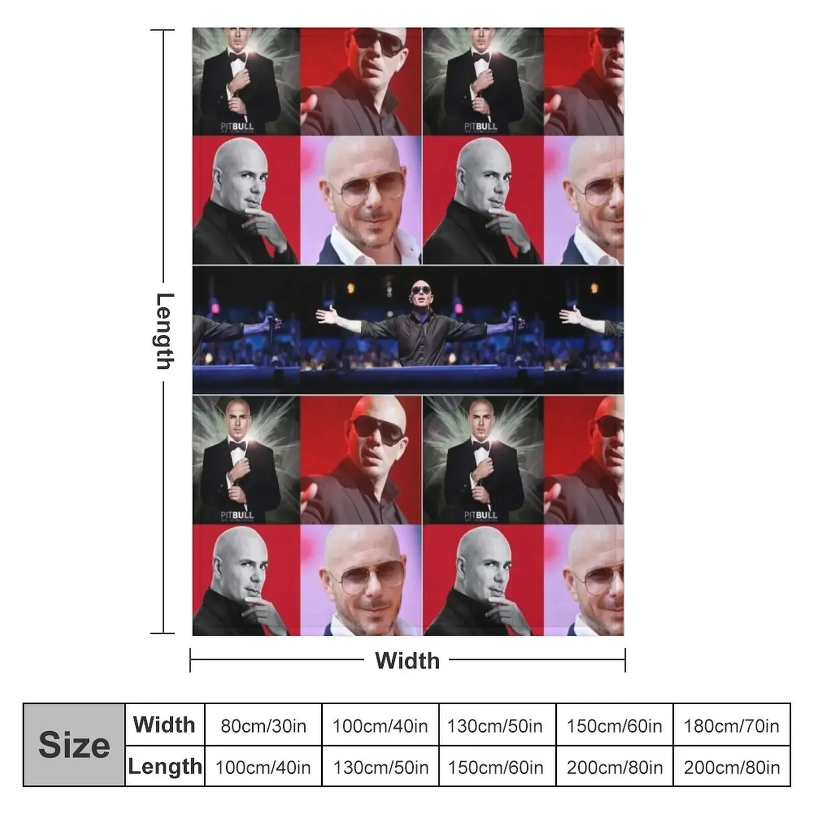 Pitbull American rapper Aesthetics Photos Compilation Collage - 1 Throw Blanket Bed covers Quilt Blankets