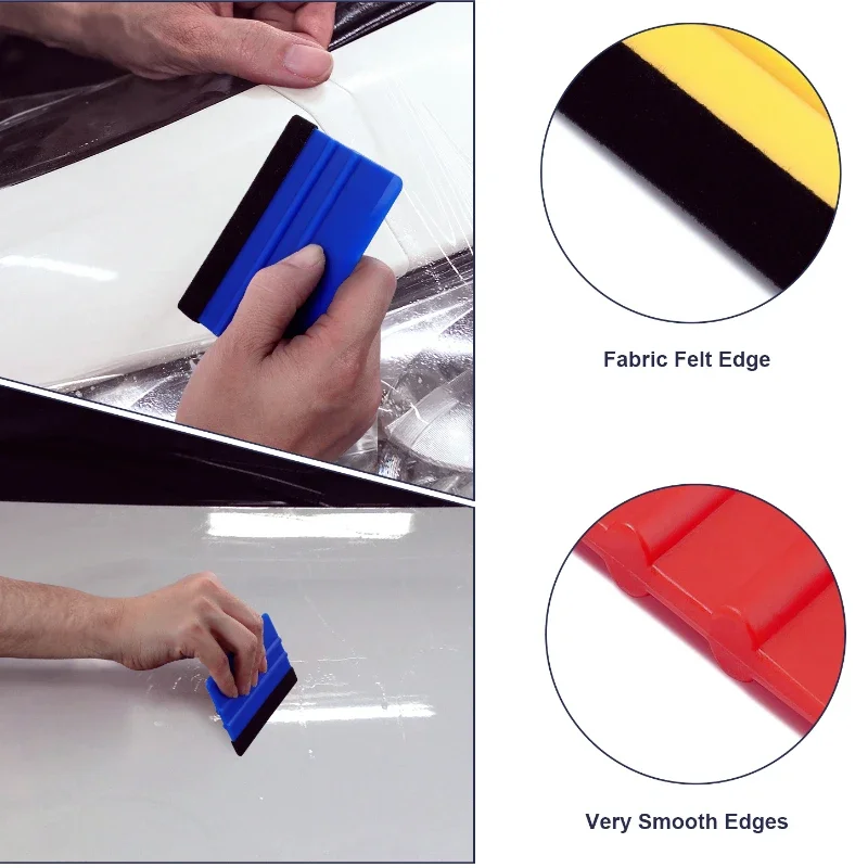 GEFENSI Vinyl Squeegee With Felt Edge, Scraper For Car Glass, Vehicle Film Wrap Scrape, Car Wash Supplies, Automotive Detailing