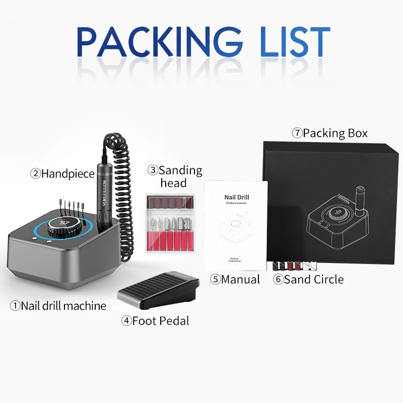 40000RPM Professional Electric Nail Drill File for Acrylic Gel Nails, for Nail Polish Remover, Manicure Polishing Tools