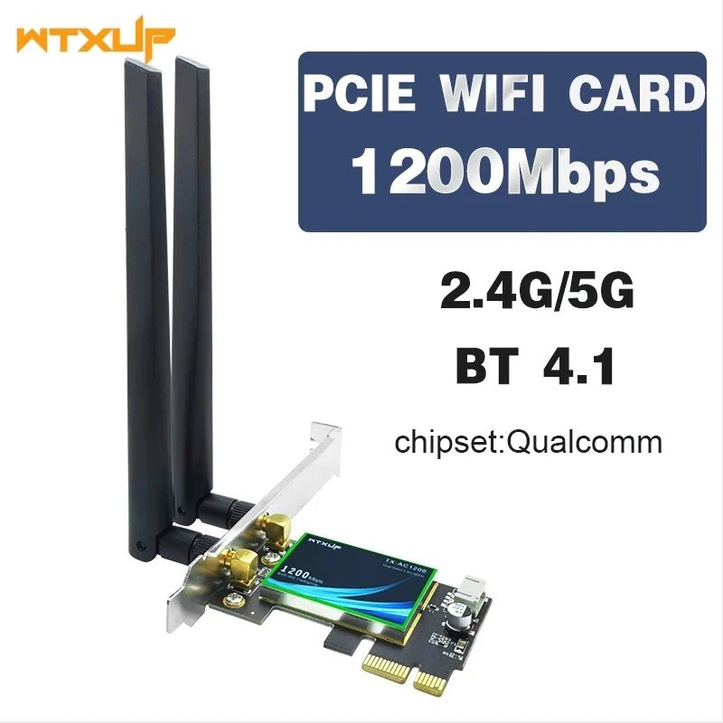 867Mbps QCNFA344A NFA344 PCIE Wireless DESKTOP network Card 802.11AC pci-e wifi adapter BLUETOOTH 4.1 8DBI x 2