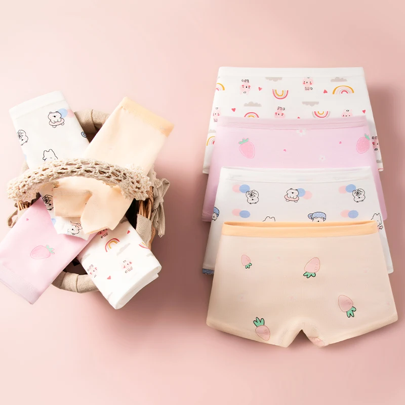 Underwear Cotton Cute Cartoon Pet Cat Children Shorts Cute Lovely Underpants Soft Little Girls Kids Boxer Panties 3-12 Years Old