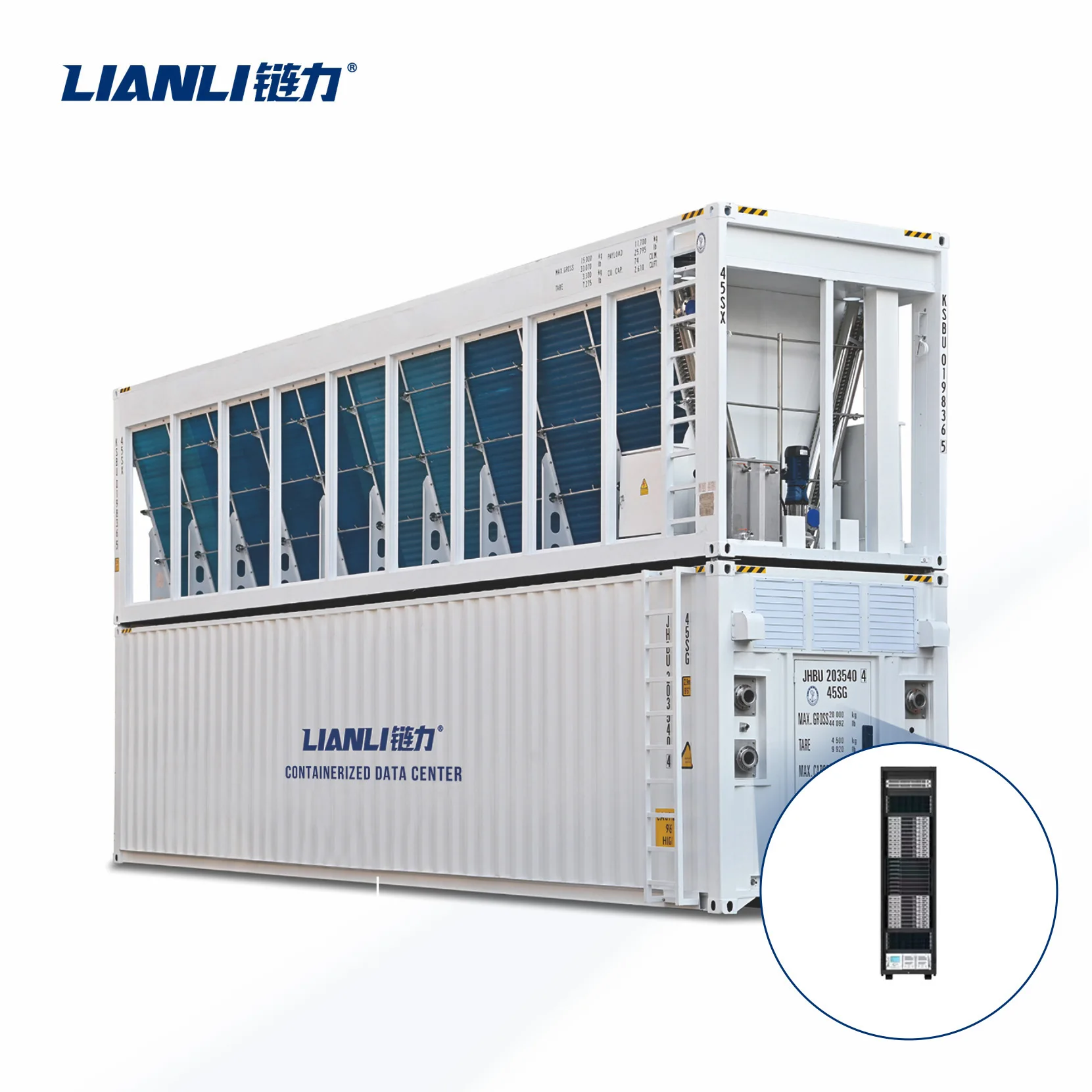 Center with Top Cooling Tower | Low PUE Modular AI Computing Infrastructure High Efficiency 40FT Liquid Cooling Container Data