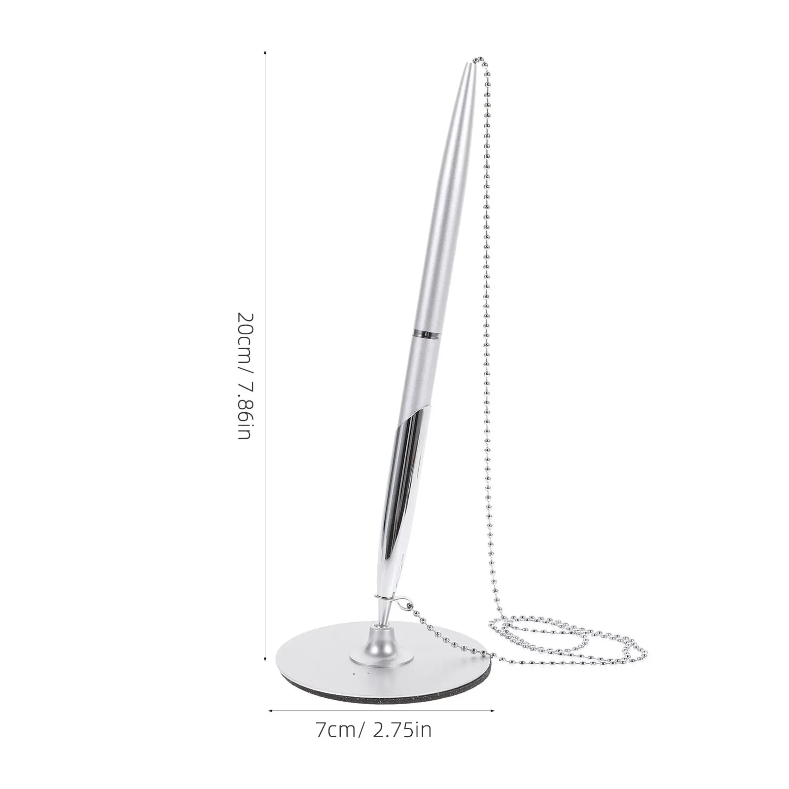 

1Pcs Metal Ballpoint Pen Silver Desktop Office Signature Ergonomic Counter Service Teaching Equipment Smooth Writing Stationery