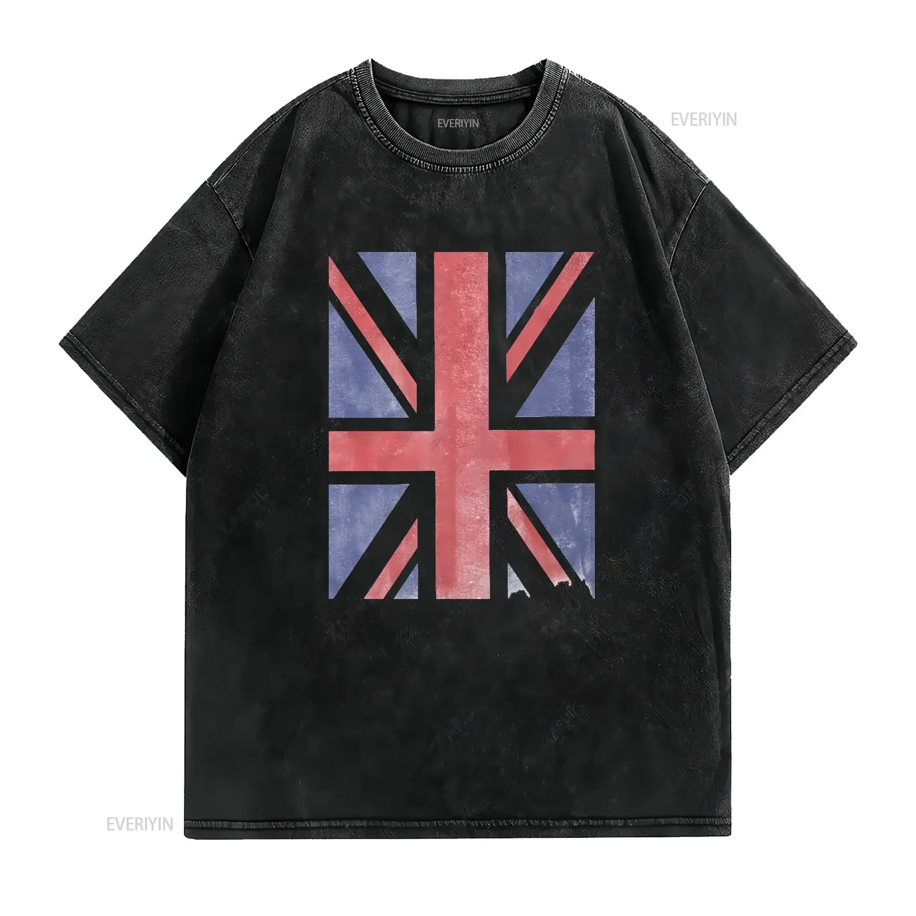 Union Jack Flag T shirt United Kingdom Souvenir Great Britain London  vintage Washed Stylish Unisex graphic