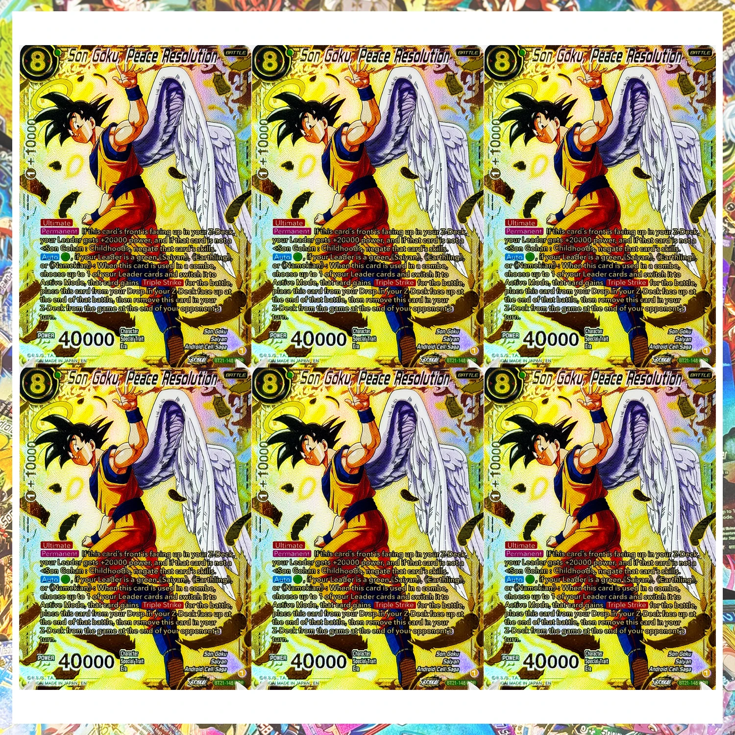 Dragon Ball Super Son Goku, Dios de la Resolución de Peces, Tarjeta Rara - Wild Resurgence BT21-148, Réplica de Alta Calidad con Textura de Lámina