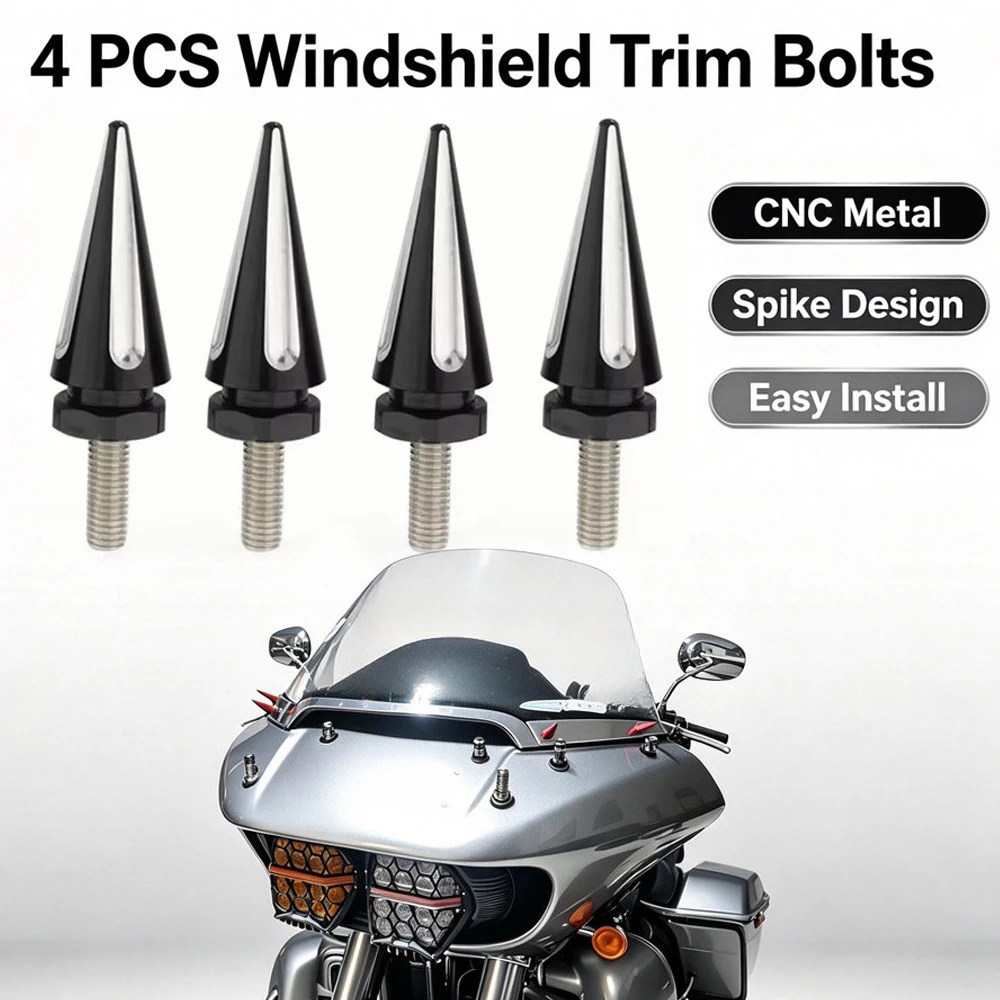 4pcs Motorcycle Fairing Screws Windshield Spike Bolts For Harley Touring Road Glide FLTRX Ultra FLTRU Special FLTRXS 1998-2025