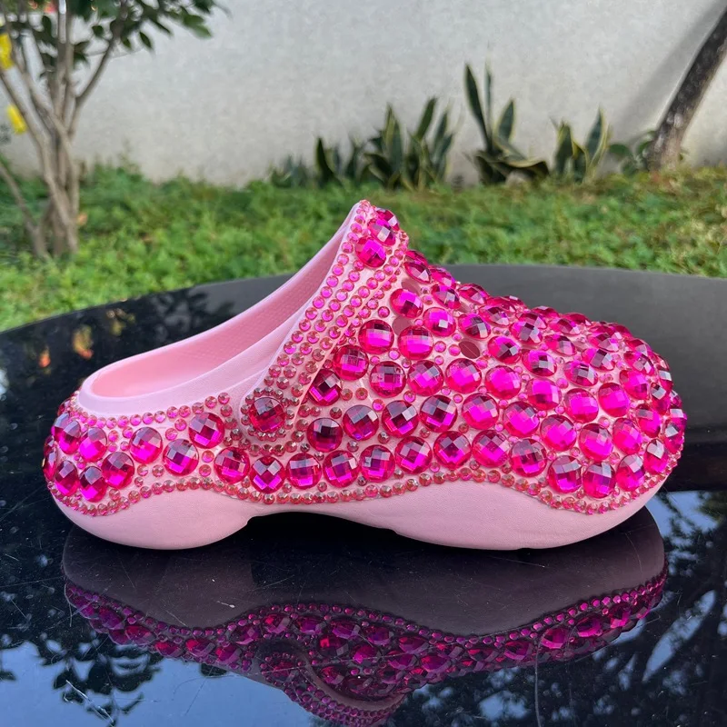 New Original Women's Shoes Fashion Diamond Studded Thick Soled EVA Hole Shoes Casual Slippers Ladies Sandals Beach Shoes