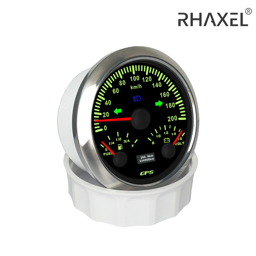 

RHAXEL 3 3/8'' (85mm) GPS Speedometer Speedo Guage 120km/h Fuel Level Gauge Voltmeter 12V with Tripmeter Odometer for Tractor