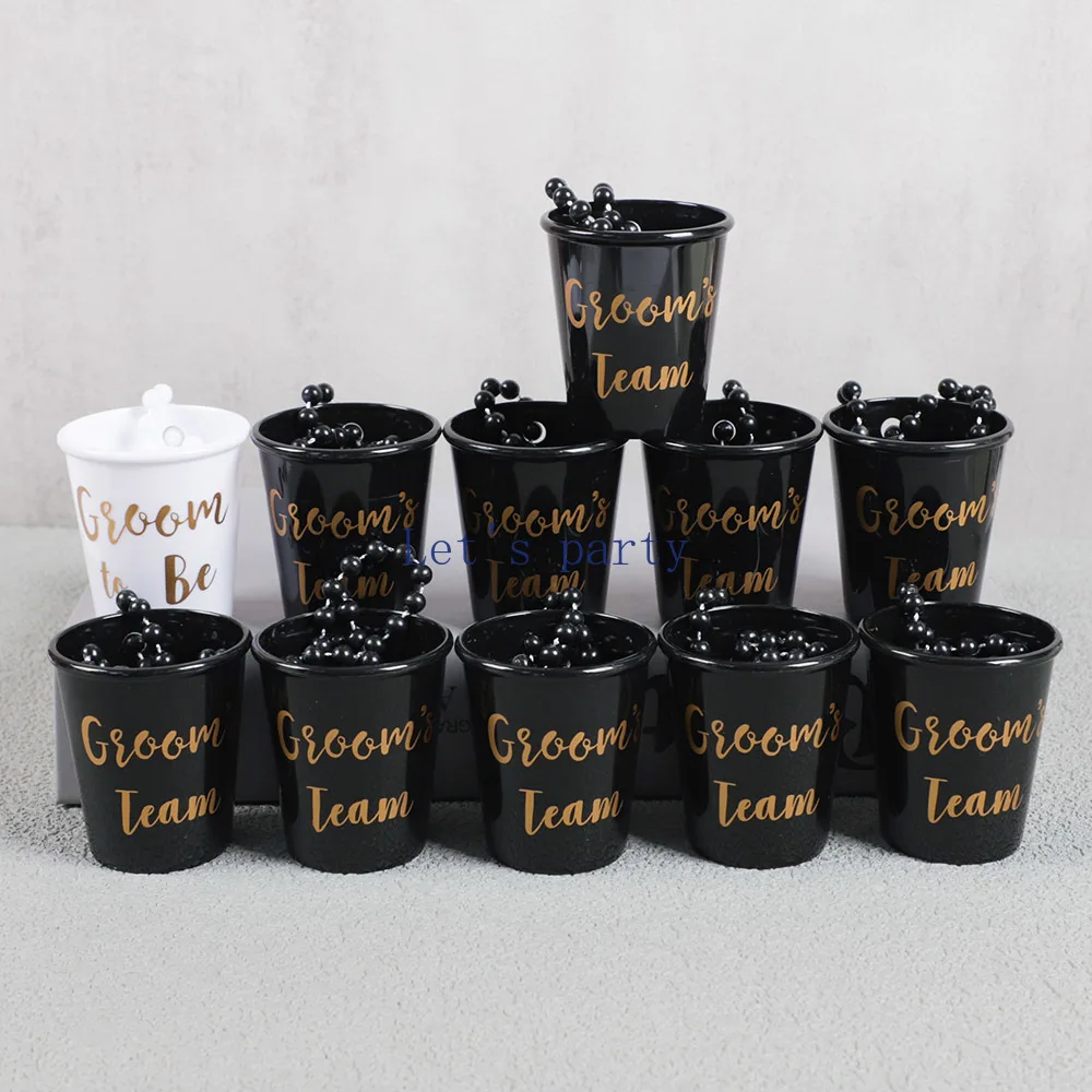 11Pcs Team Bride Drinking Cups Groom To Be Plastic Shot Glasses for Bridal Shower Party Gift Bride To Be Wedding Hen Party Decor