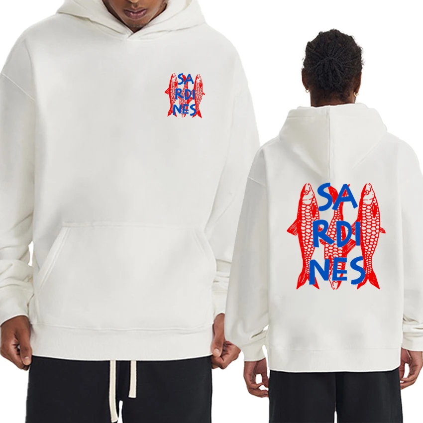 

2025 New in Sardines Graphic Hoodies Autumn Winter Men women Trendy Fish pullovers Unisex harajuku Fleece Long sleeve Sweatshirt