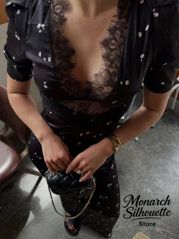 Черное атласное платье Vestidos
