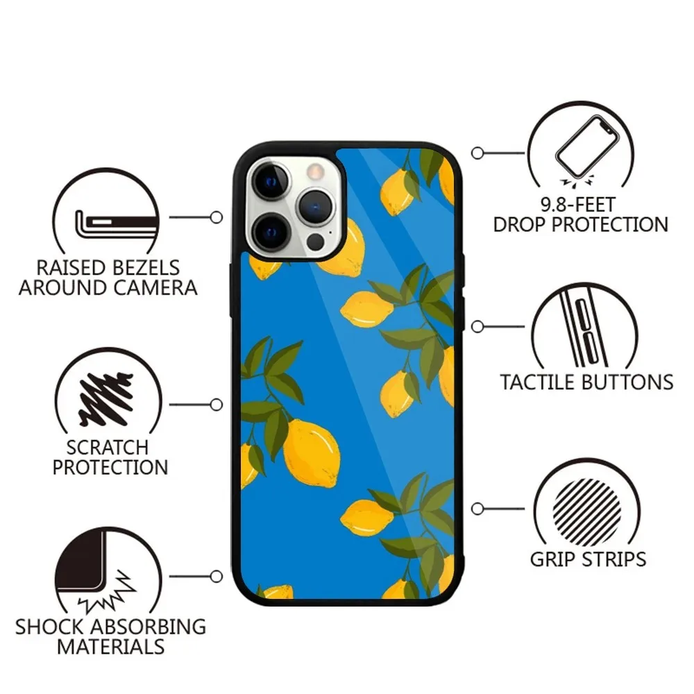Funda de teléfono con pintura de limón y fruta para iPhone 15,14,13,12,11,Plus,Pro,Max Mini Magsafe, carga inalámbrica magnética