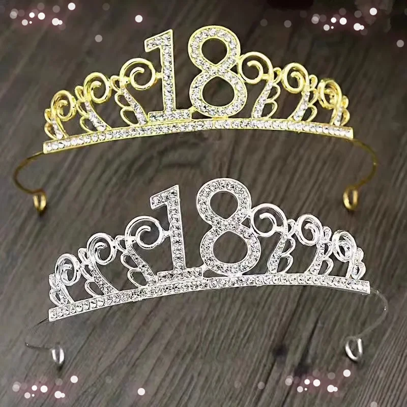 Bridel Crystal Crown for Women 18th Birthday Party Gold Silver Color Wedding Rhinestones Diadem Tiara Hair Jewelry Accessories