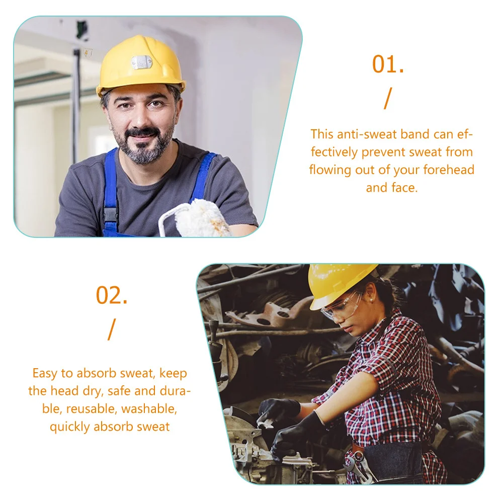 

12Pcs Safety Sweatband Hard Hat Sweat Absorbing Liner Washable Reusable Sweat Bands for Construction Work