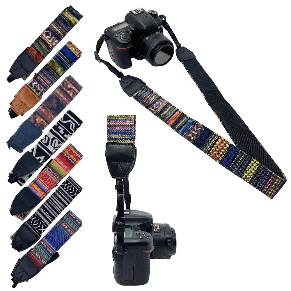 Adjustable Camera Strap Belt PU Leather Retro Ethnic Style SLR Camera Shoulder Strap for For Nikon Camera For Sony Camera
