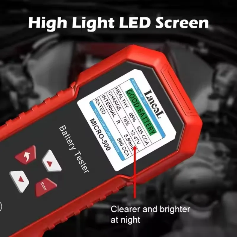 12V Car Battery CCA Tester - 8-Language Color LCD Diagnostic Tool