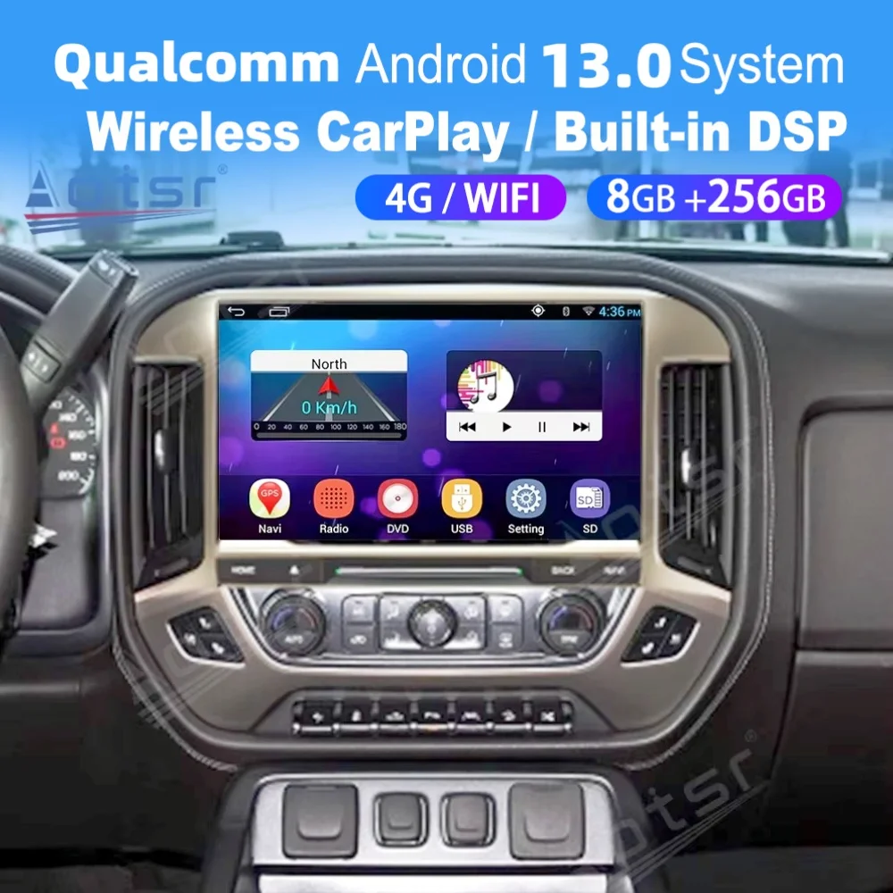 13.3 Inch Android 13 For Chevrolet Silverado GMC SIERRA 2014 - 2020 Car Multimedia GPS Player Audio Radio Stereo Head Unit