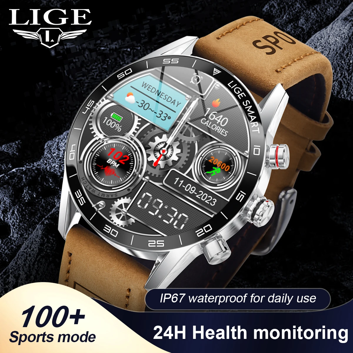 

LIGE Fitness Tracker Smart Watch Men Business Bluetooth Call Health Monitor IP67 Waterproof Smart Bracelet Clock Smartwatch 2025