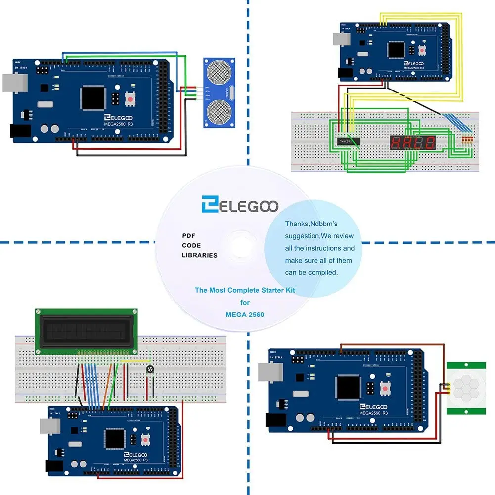 ELEGOO-Arduino Mega R3 Project, el Kit de iniciación definitivo más completo con TUTORIAL Compatible con Arduino IDE