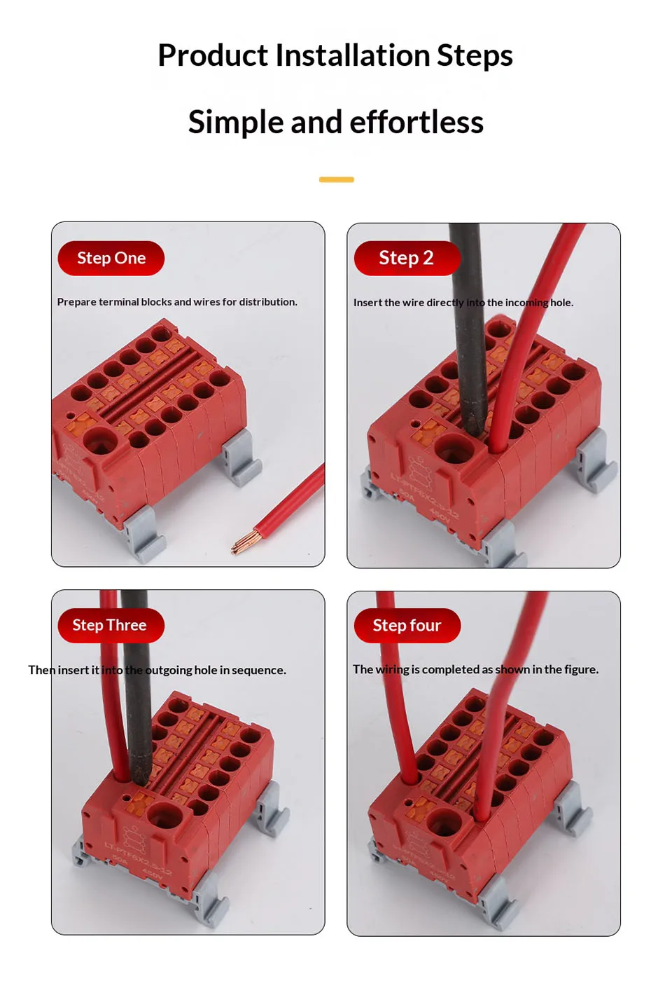 Steckbare Klemmleiste PTF6X2.5mm – Ein-Eingang, Mehrfach-Ausgang, Splicer, Spleißbare Kabelverbinder, DIN-Schienen-Anschlussdose, Elektrische Verbindung – Detail 8