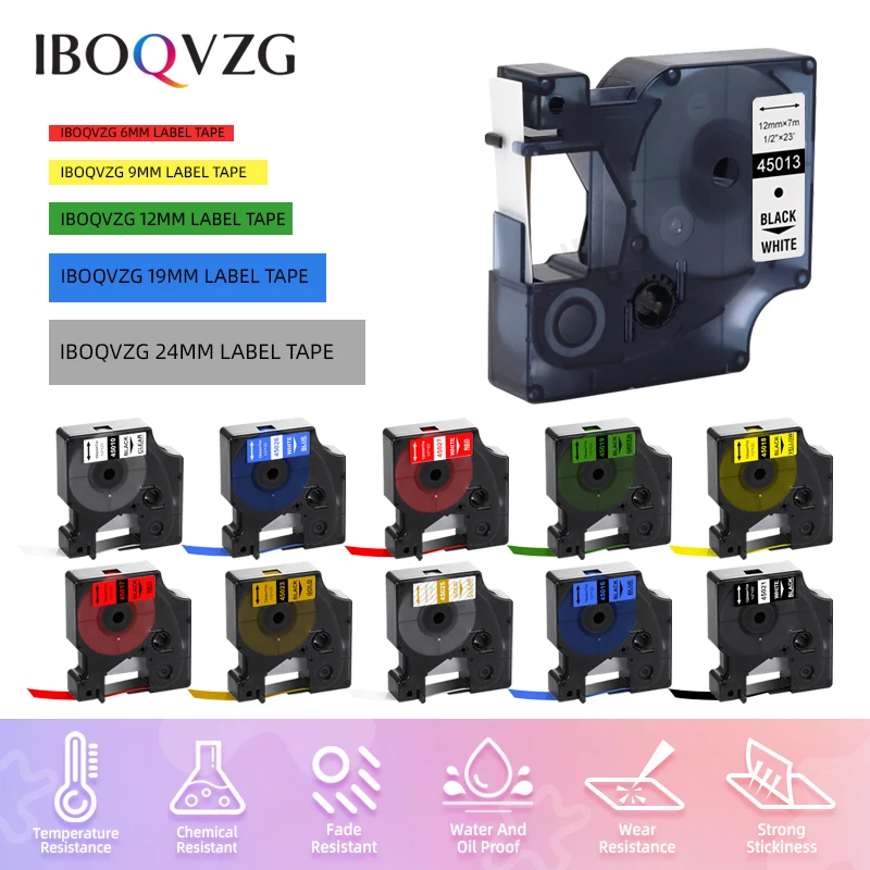IBOQVZG Multicolor 45013 40913 43613 45018 40918 45016 Compatible 12MM Dymo D1 Label Tapes for Dymo LM160 LM280 Dymo PNP
