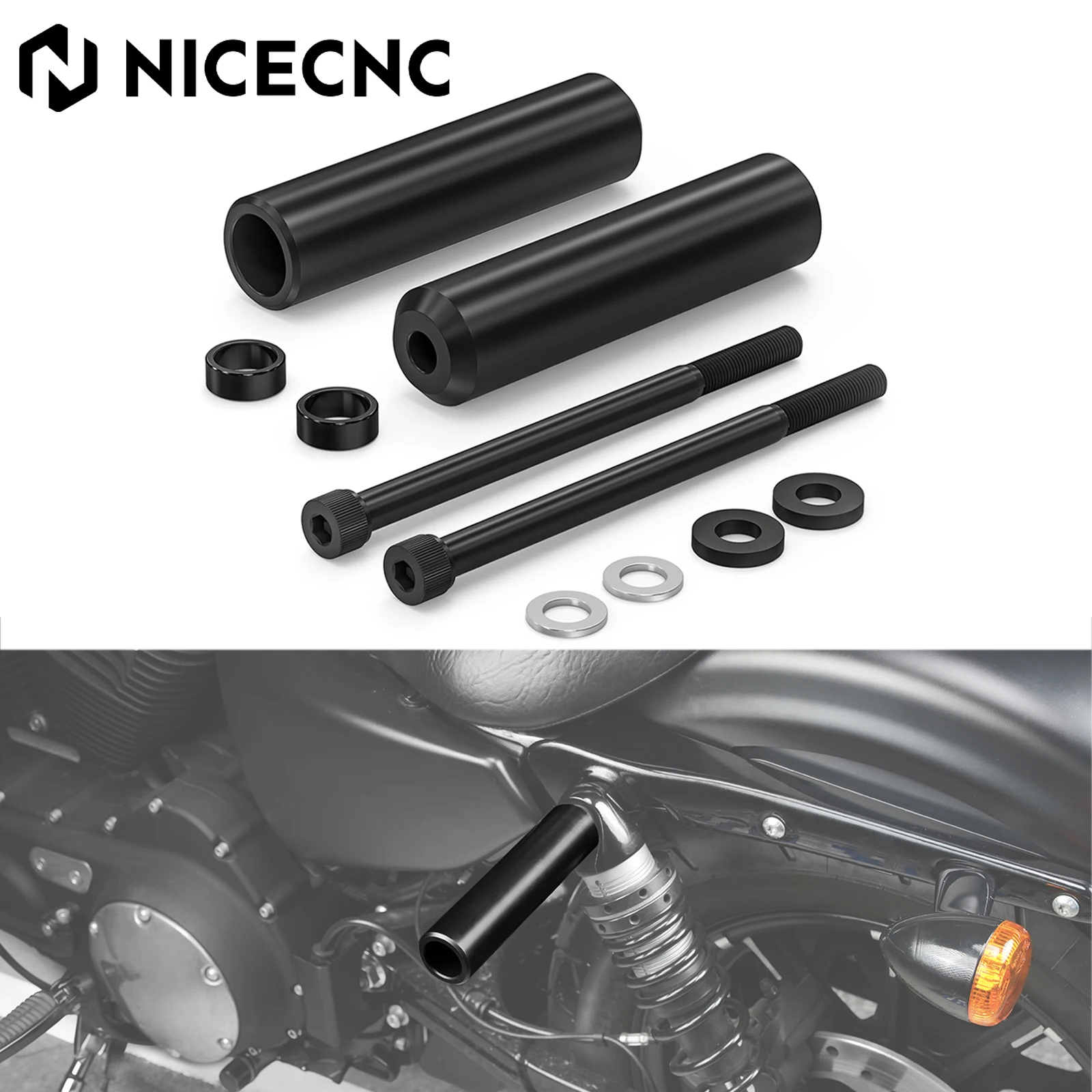 

For Harley Sportster 883 1200 XL883 XL883L XL1200N Upper Shock Mount Frame Sliders Protector XL883N XL1200NS Seventy Two XL1200V