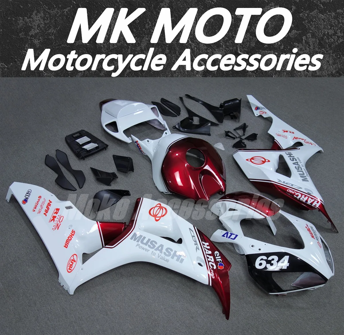 Motorcycle Fairings Kit Fit For Cbr1000rr 2006-2007 Bodywork Set 06-07 High Quality ABS Injection New White Red Musashi