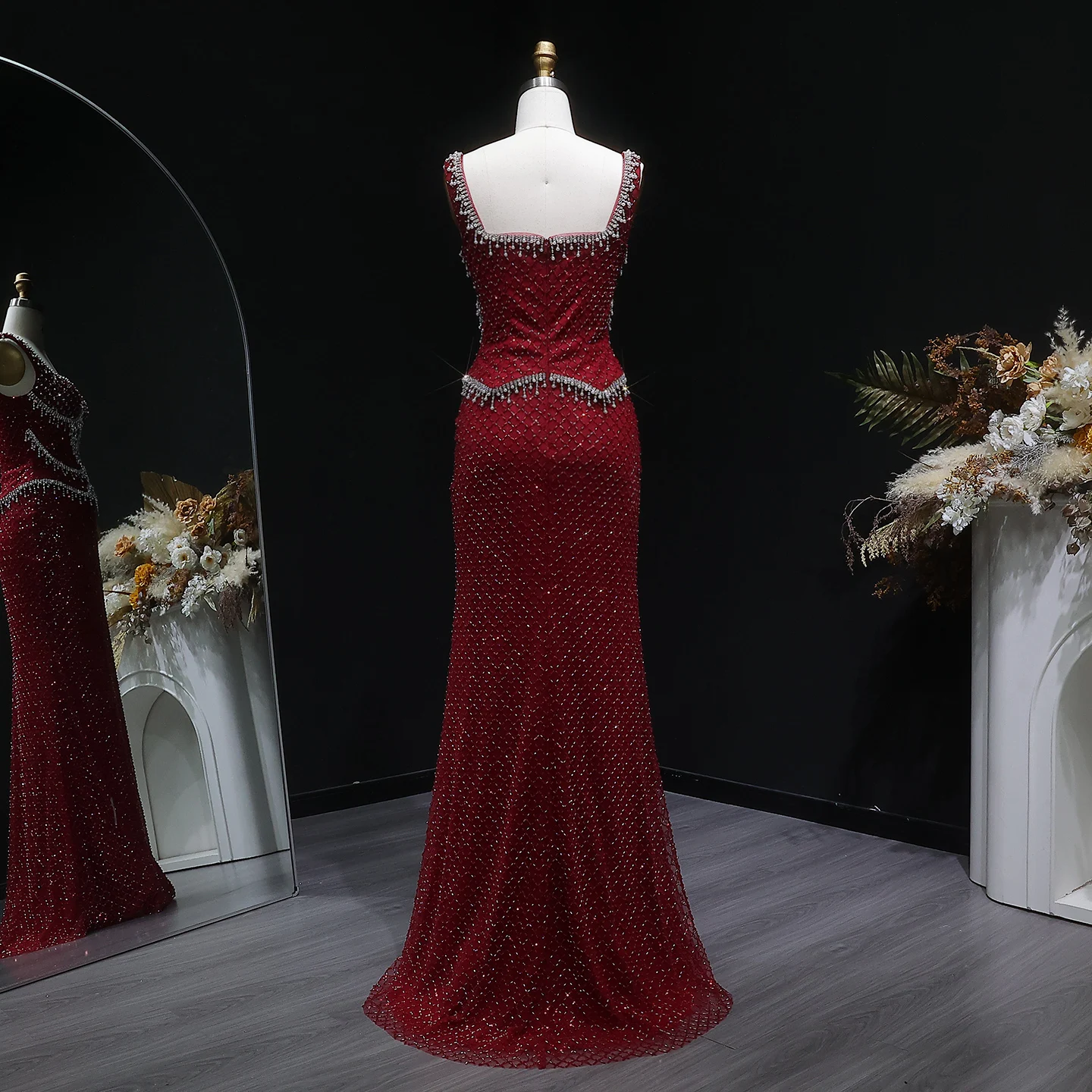 Sharon Said Luxuriöses Graues Meerjungfrauen-Abendkleid mit Zwei Teilen Perlen Kristall für Damen Hochzeit Party Ballkleid SS631 Maßanfertigung – Detail 32