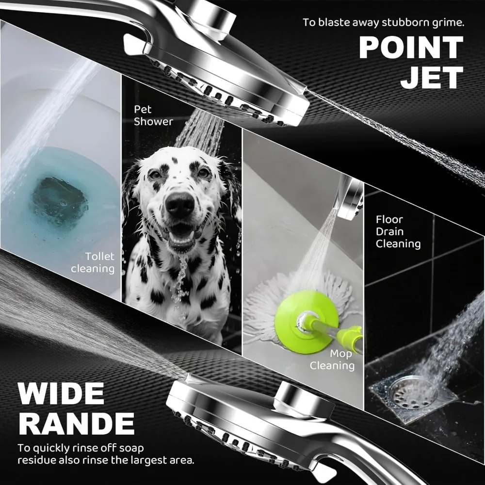 Pommeau de douche à effet de pluie avec pomme de douche à main haute pression filtrée avec jet à main Combo support monobloc réglable