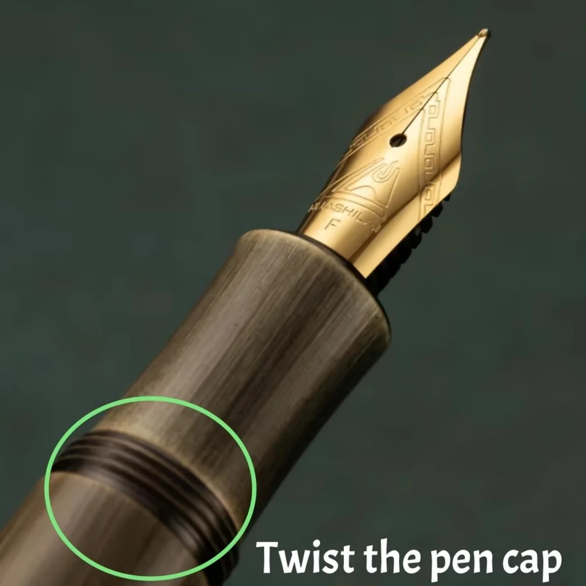 1Pc Brass Fountain Pen, 0.5mm Nib, Heavy Metal Feel, for Business and Office Use, Rotating Cap, Mini Short Style, Includes Ink Absorber, 2.6mm Caliber, for Students/Office, Holiday Gifts, Valentine's Day, Back-To-School Season, School Season, Birthday/Christmas, Father's Day, Mother's Day, Teacher's Day, Signature/Calligraphy/Art Fountain Pen - view 4