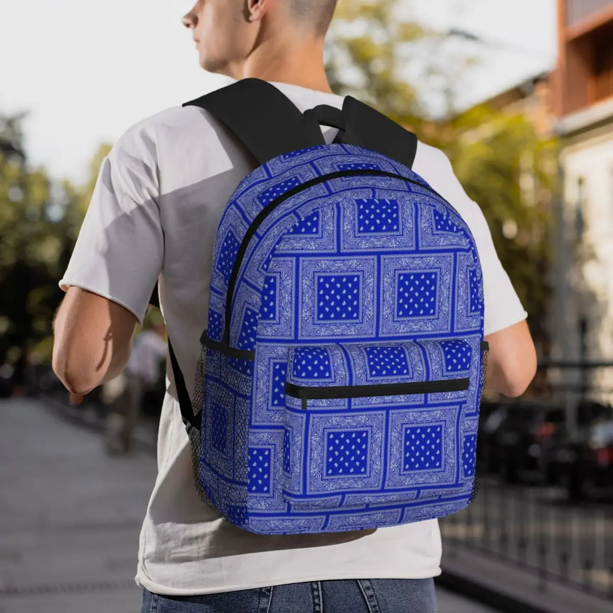 Colorful Paisley Black Pattern Backpack Daypack Large Capacity Children BookBag School Bag Shoulder Bags for Men Women