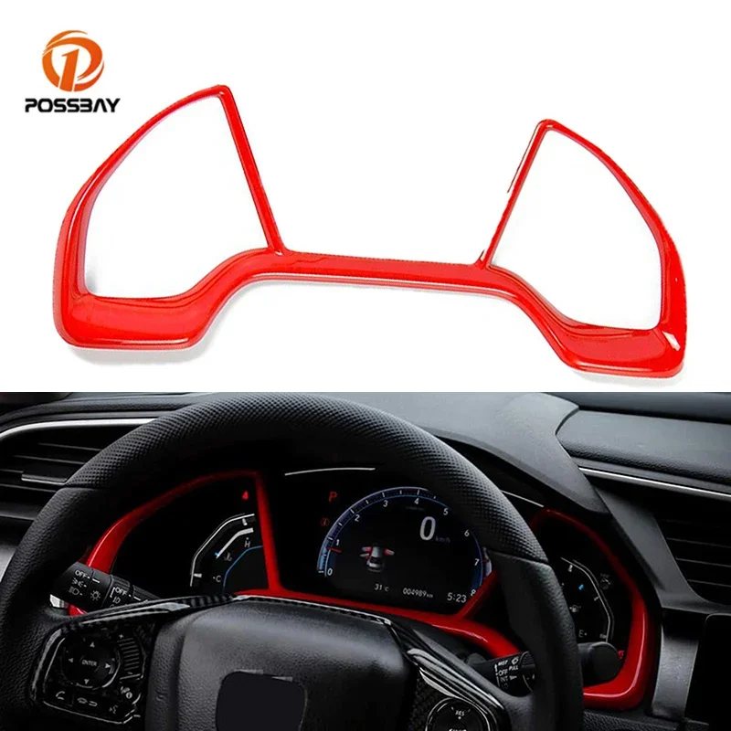 For Honda Civic 10th Gen 2016 2017 2018 2019 2020 2021 Car Dashboard Decor Frame Red Trim Sticker Auto Interior Accessories view 2